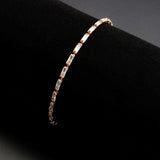 Alamode Rose Gold Brass Bracelet with AAA Grade CZ in Clear - Alamode - Flyclothing LLC