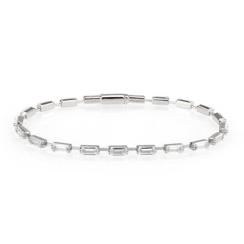 Alamode Rhodium Brass Bracelet with AAA Grade CZ in Clear - Alamode - Flyclothing LLC