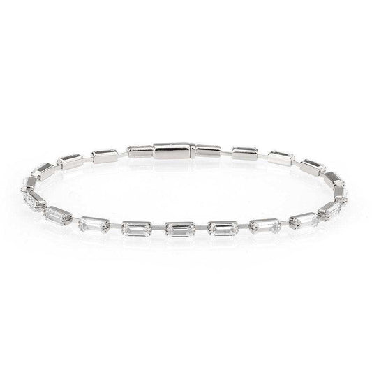 Alamode Rhodium Brass Bracelet with AAA Grade CZ in Clear - Alamode - Flyclothing LLC