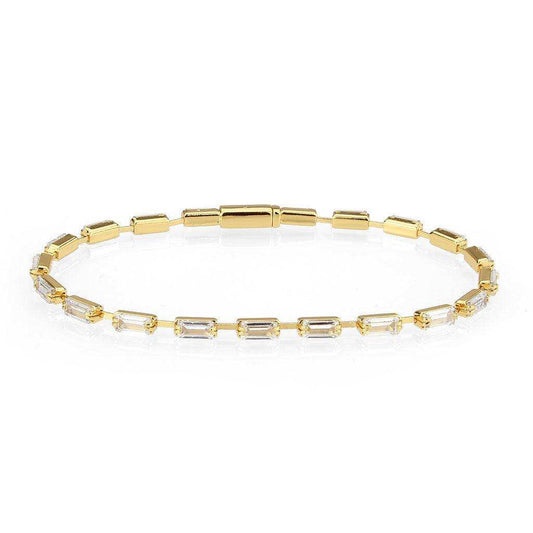 Alamode Gold Brass Bracelet with AAA Grade CZ in Clear - Alamode - Flyclothing LLC