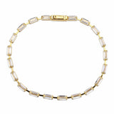 Alamode Gold Brass Bracelet with AAA Grade CZ in Clear - Alamode - Flyclothing LLC