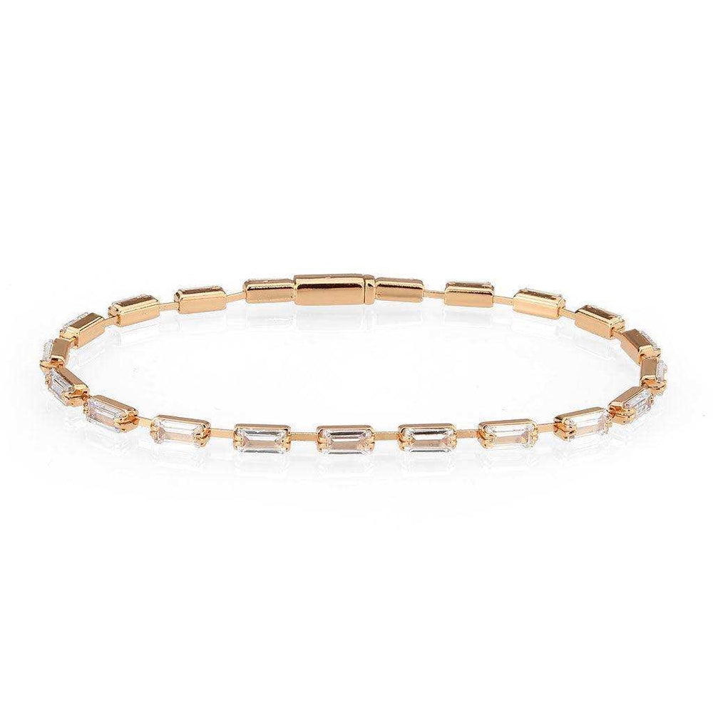 Alamode Rose Gold Brass Bracelet with AAA Grade CZ in Clear - Alamode - Flyclothing LLC