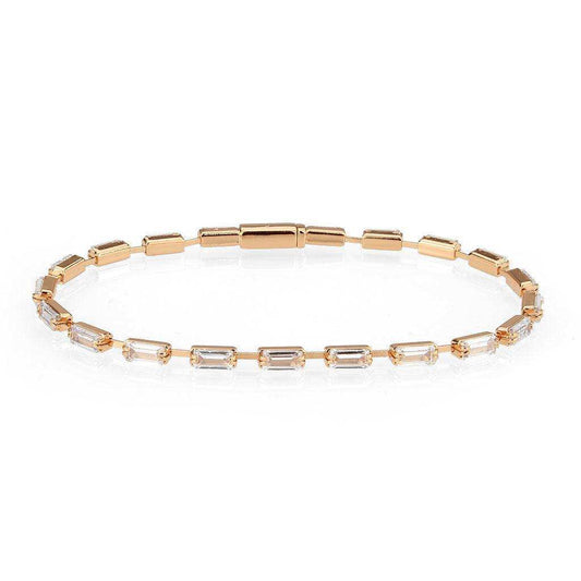 Alamode Rose Gold Brass Bracelet with AAA Grade CZ in Clear - Alamode - Flyclothing LLC