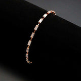 Alamode Rose Gold Brass Bracelet with AAA Grade CZ in Clear - Alamode - Flyclothing LLC