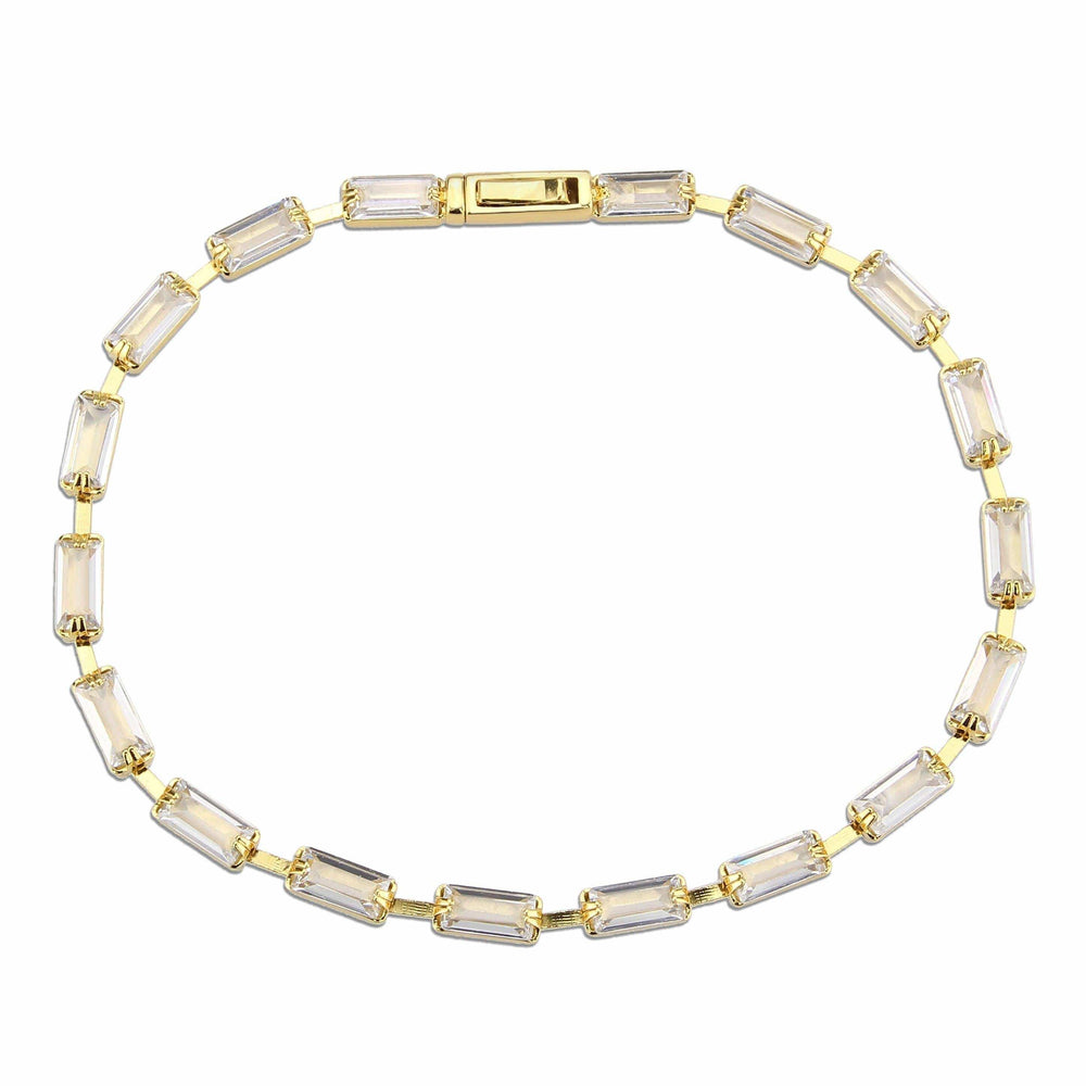 Alamode Gold Brass Bracelet with AAA Grade CZ in Clear - Alamode - Flyclothing LLC