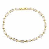 Alamode Gold Brass Bracelet with AAA Grade CZ in Clear - Alamode - Flyclothing LLC