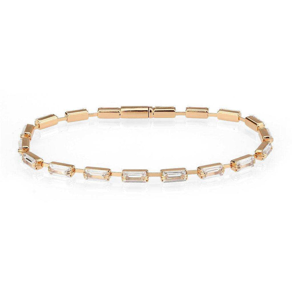 Alamode Rose Gold Brass Bracelet with AAA Grade CZ in Clear - Alamode - Flyclothing LLC