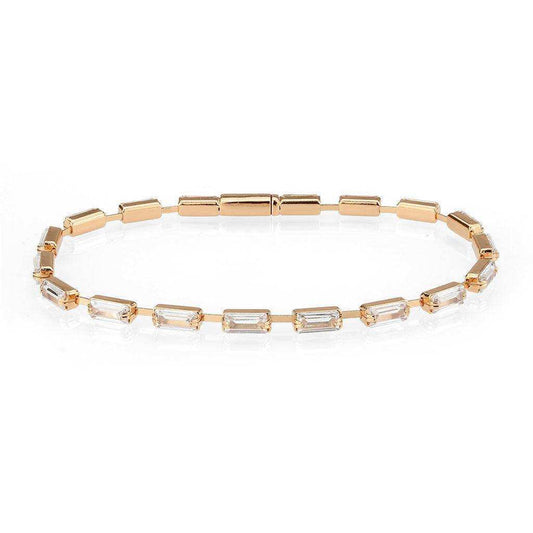 Alamode Rose Gold Brass Bracelet with AAA Grade CZ in Clear - Alamode - Flyclothing LLC