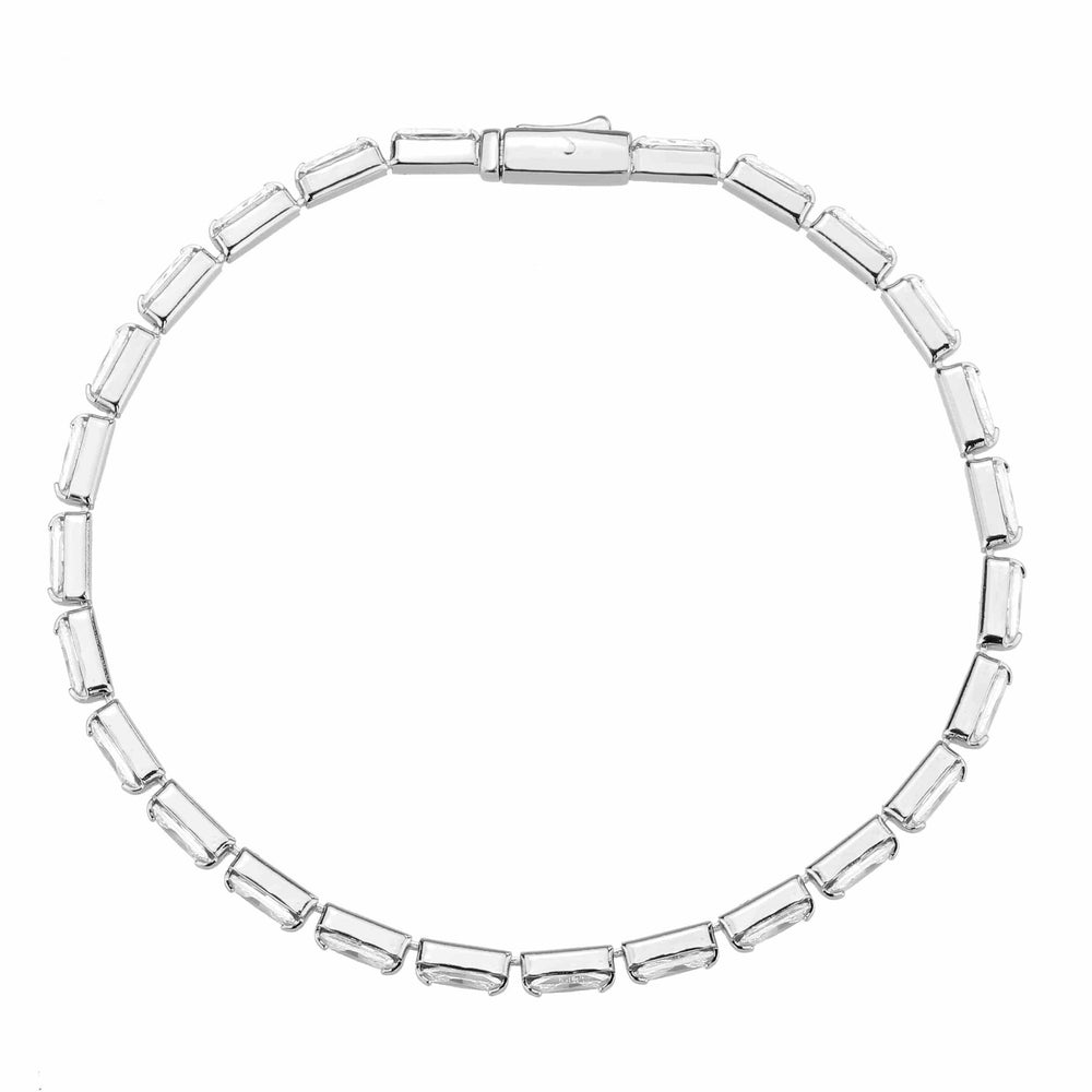 Alamode Rhodium Brass Bracelet with AAA Grade CZ in Clear - Alamode - Flyclothing LLC