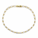 Alamode Gold Brass Bracelet with AAA Grade CZ in Clear - Alamode - Flyclothing LLC