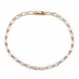 Alamode Rose Gold Brass Bracelet with AAA Grade CZ in Clear - Alamode - Flyclothing LLC
