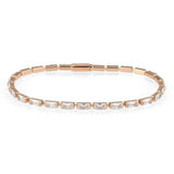 Alamode Rose Gold Brass Bracelet with AAA Grade CZ in Clear - Alamode - Flyclothing LLC