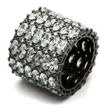 Alamode Ruthenium Brass Ring with AAA Grade CZ in Clear - Alamode - Flyclothing LLC