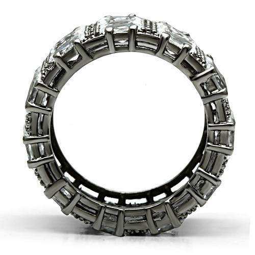 Alamode Ruthenium Brass Ring with AAA Grade CZ in Clear - Alamode - Flyclothing LLC