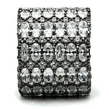 Alamode Ruthenium Brass Ring with AAA Grade CZ in Clear - Alamode - Flyclothing LLC