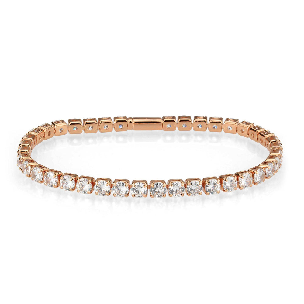 Alamode Rose Gold Brass Bracelet with AAA Grade CZ in Clear - Alamode - Flyclothing LLC