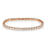 Alamode Rose Gold Brass Bracelet with AAA Grade CZ in Clear - Alamode - Flyclothing LLC