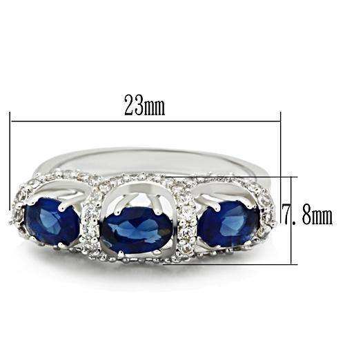 Alamode Rhodium Brass Ring with Synthetic Synthetic Glass in Montana - Alamode - Flyclothing LLC