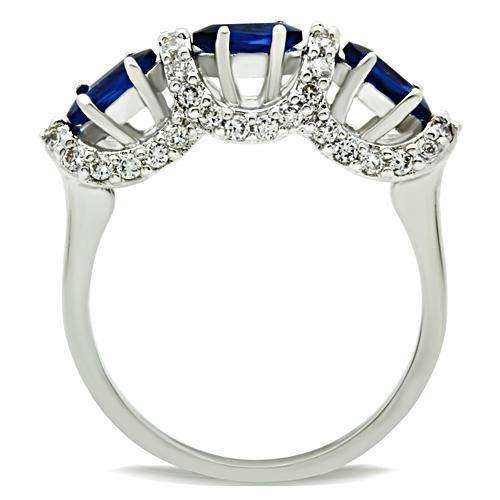 Alamode Rhodium Brass Ring with Synthetic Synthetic Glass in Montana - Alamode - Flyclothing LLC