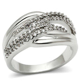 Alamode Rhodium Brass Ring with AAA Grade CZ in Clear - Alamode - Flyclothing LLC