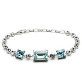 Alamode Rhodium Brass Bracelet with Top Grade Crystal in Sea Blue - Alamode - Flyclothing LLC
