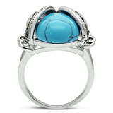 Alamode Rhodium Brass Ring with Synthetic Turquoise in Sea Blue - Alamode - Flyclothing LLC