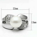 Alamode Rhodium Brass Ring with Synthetic Pearl in White - Alamode - Flyclothing LLC