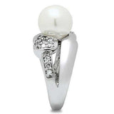 Alamode Rhodium Brass Ring with Synthetic Pearl in White - Alamode - Flyclothing LLC