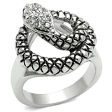 Alamode Rhodium Brass Ring with Top Grade Crystal in Clear - Alamode - Flyclothing LLC