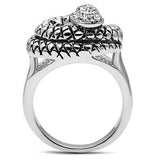 Alamode Rhodium Brass Ring with Top Grade Crystal in Clear - Alamode - Flyclothing LLC