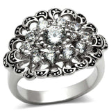 Alamode Rhodium Brass Ring with AAA Grade CZ in Clear - Alamode - Flyclothing LLC