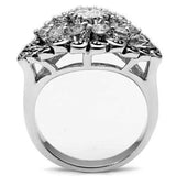 Alamode Rhodium Brass Ring with AAA Grade CZ in Clear - Alamode - Flyclothing LLC