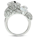 Alamode Rhodium Brass Ring with AAA Grade CZ in Clear - Alamode - Flyclothing LLC
