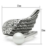 Alamode Rhodium Brass Ring with Synthetic Pearl in White - Alamode - Flyclothing LLC