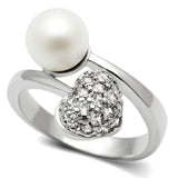 Alamode Rhodium Brass Ring with Synthetic Pearl in White - Alamode - Flyclothing LLC