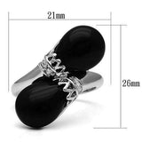 Alamode Rhodium Brass Ring with Semi-Precious Onyx in Jet - Alamode - Flyclothing LLC