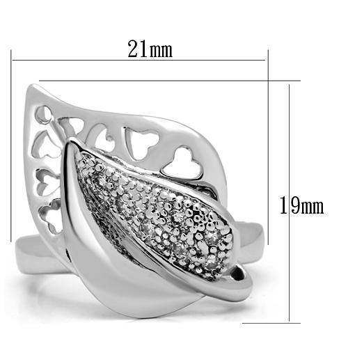 Alamode Rhodium Brass Ring with AAA Grade CZ in Clear - Alamode - Flyclothing LLC