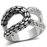 Alamode Rhodium Brass Ring with AAA Grade CZ in Clear - Alamode - Flyclothing LLC