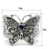 Alamode Rhodium Brass Ring with AAA Grade CZ in Amethyst - Alamode - Flyclothing LLC