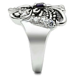 Alamode Rhodium Brass Ring with AAA Grade CZ in Amethyst - Alamode - Flyclothing LLC