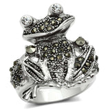 Alamode Rhodium Brass Ring with Top Grade Crystal in Clear - Alamode - Flyclothing LLC