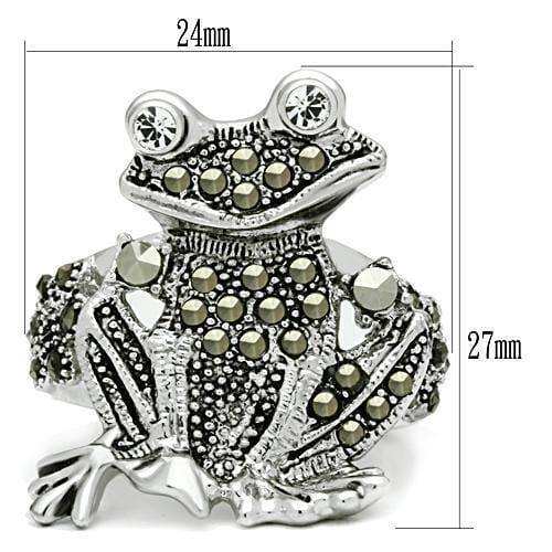Alamode Rhodium Brass Ring with Top Grade Crystal in Clear - Alamode - Flyclothing LLC