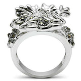 Alamode Rhodium Brass Ring with Top Grade Crystal in Clear - Alamode - Flyclothing LLC