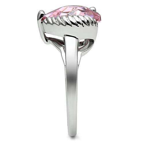 Alamode Rhodium Brass Ring with AAA Grade CZ in Rose - Alamode - Flyclothing LLC