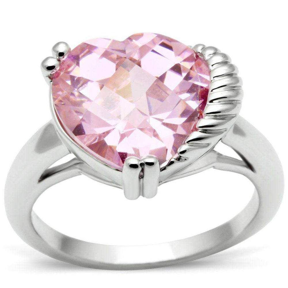 Alamode Rhodium Brass Ring with AAA Grade CZ in Rose - Alamode - Flyclothing LLC