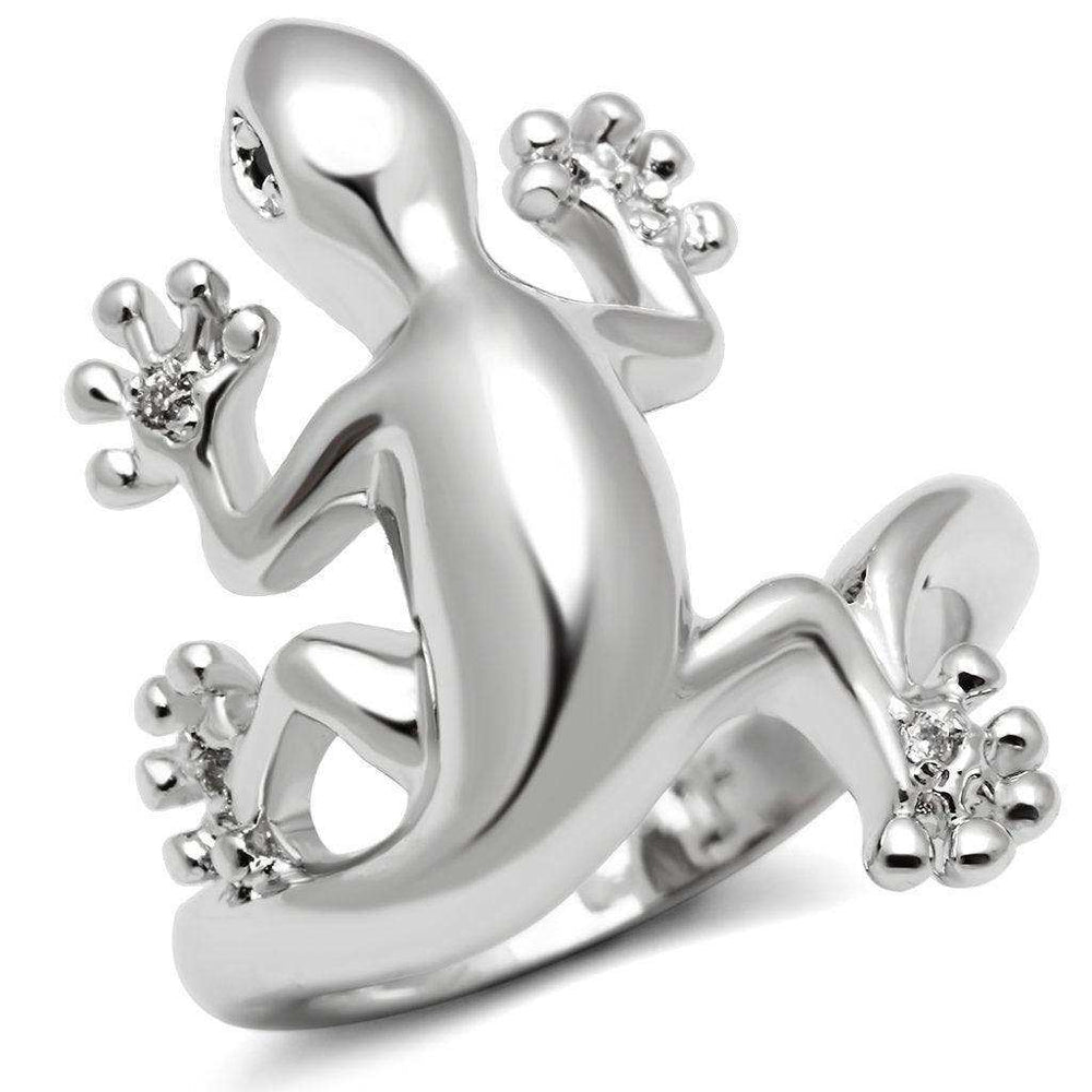 Alamode Rhodium Brass Ring with AAA Grade CZ in Black Diamond - Alamode - Flyclothing LLC