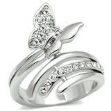 Alamode Rhodium Brass Ring with Top Grade Crystal in Clear - Alamode - Flyclothing LLC