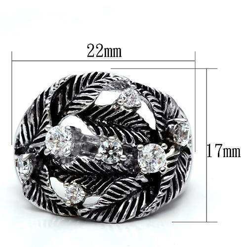 Alamode Rhodium Brass Ring with AAA Grade CZ in Clear - Alamode - Flyclothing LLC