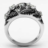 Alamode Rhodium Brass Ring with AAA Grade CZ in Clear - Alamode - Flyclothing LLC