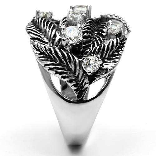 Alamode Rhodium Brass Ring with AAA Grade CZ in Clear - Alamode - Flyclothing LLC